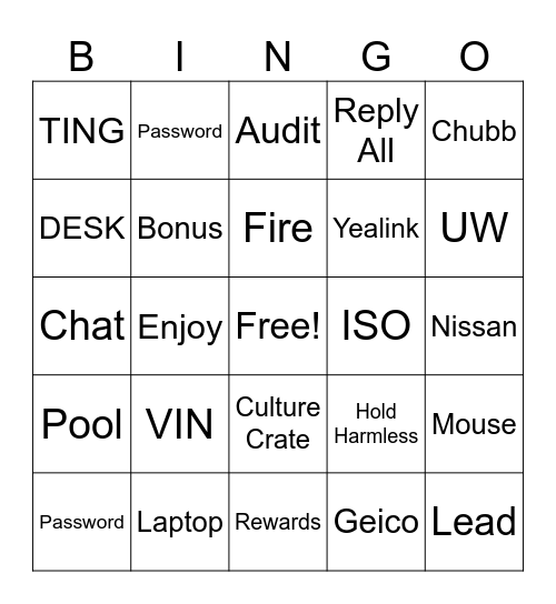 BTJ Lingo Bingo Card