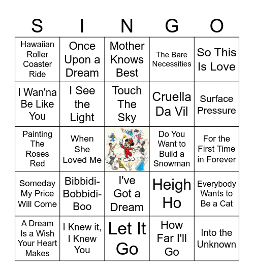 Old School vs New School: Disney Bingo Card