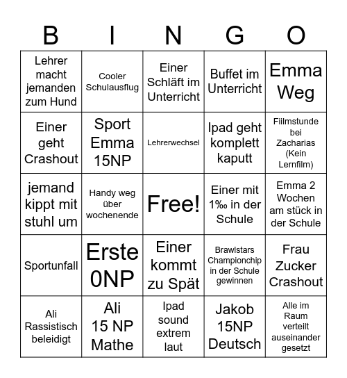 Schule 26/27 Bingo Card