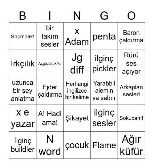 Animechad lol esnek Bingo Card