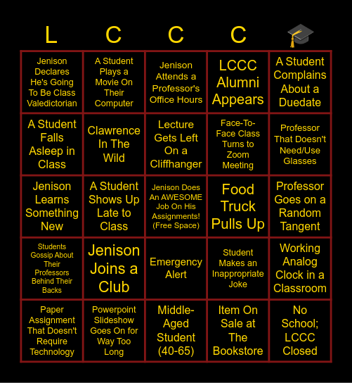 Lehigh Carbon Community College Bingo Card