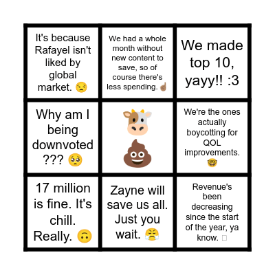 Antis coping Bingo! Bingo Card