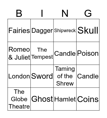 Shakespeare  Bingo Card