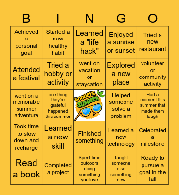 Savor the Last Days of Summer Bingo Card