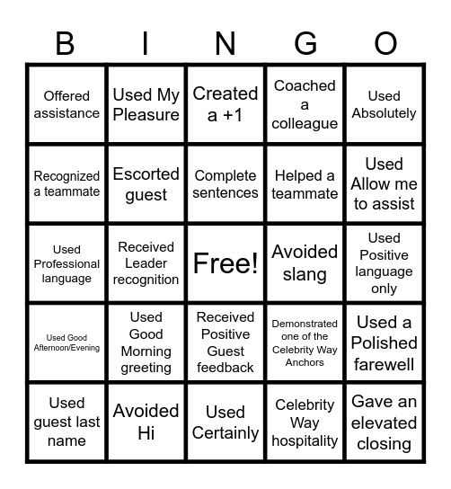 Elevated Language Bingo Card