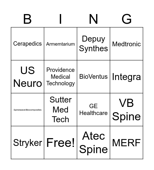 ONE Clinics Bingo Card