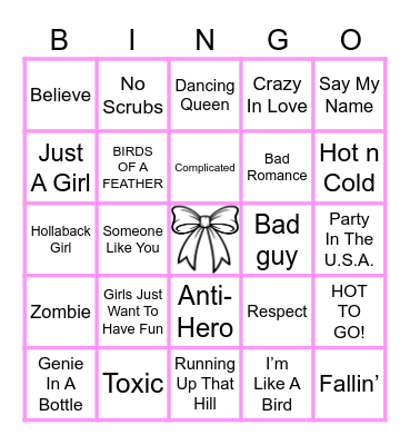 Girls Just Wanna Have Fun! Bingo Card