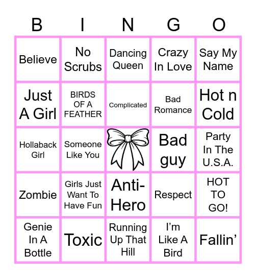 Girls Just Wanna Have Fun! Bingo Card