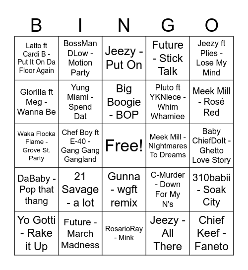 Music Bingo: Mean Mug Edition Bingo Card