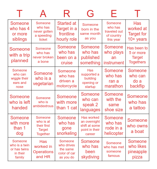 GTKY East Region Bingo Card