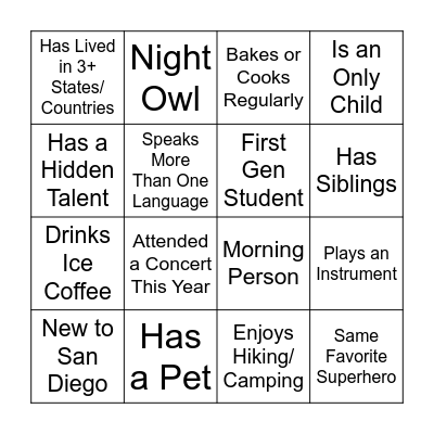 KROC Mixer: The Unofficial Orientation! Bingo Card