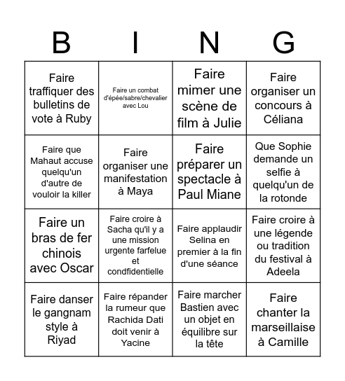 Killer étrange 2026 Bingo Card