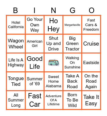 Road Trippin' Bingo Card
