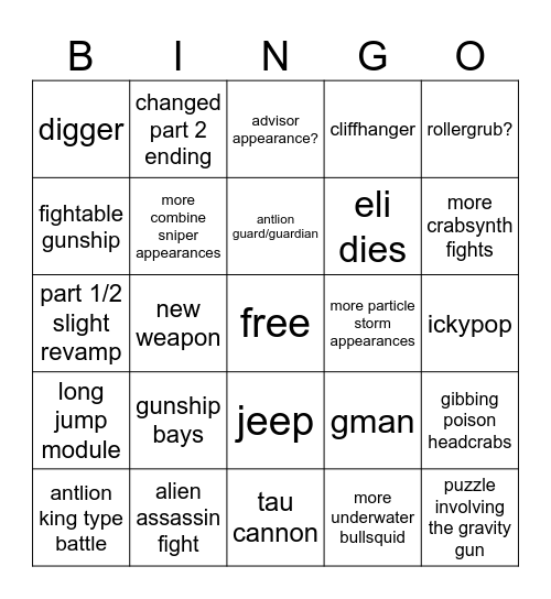 dark interval part 2.2 Bingo Card