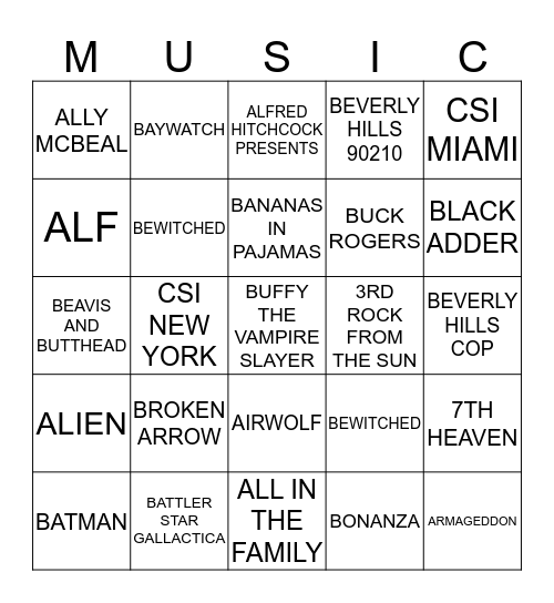 BEST OF TV & MOVIES (2)  2 Bingo Card