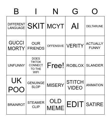 TIKTOK BINGO Card