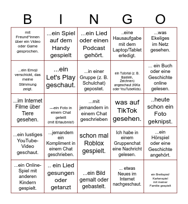 Das große Medien Bingo Card