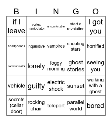 sircarolyn's card Bingo Card