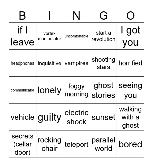 sircarolyn's card Bingo Card