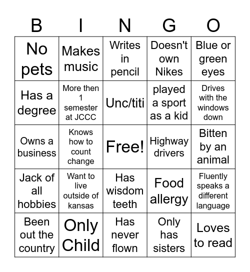 Know BSU Bingo Card