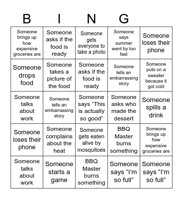 END OF SUMMER BBQ BINGO Card