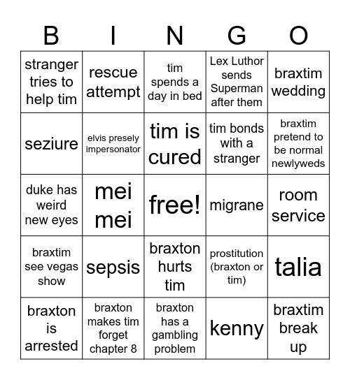 Vegas Arc Bingo Card