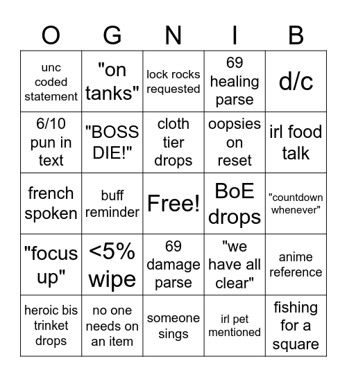 snakegoooo Bingo Card
