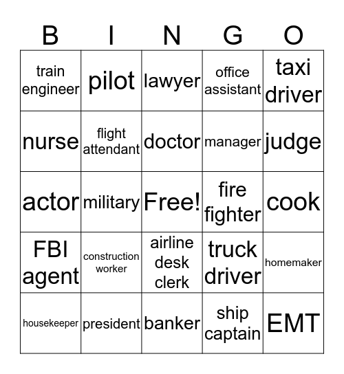 Job Title Bingo Card