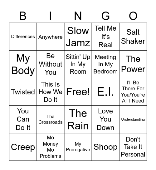 I Love My 80s, 90s, 00s R&B & Hip Hop Bingo Card
