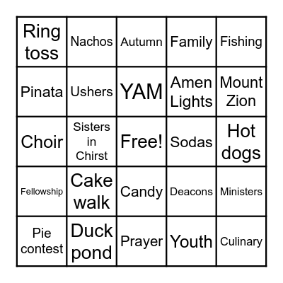 Fall Festival Bingo Card