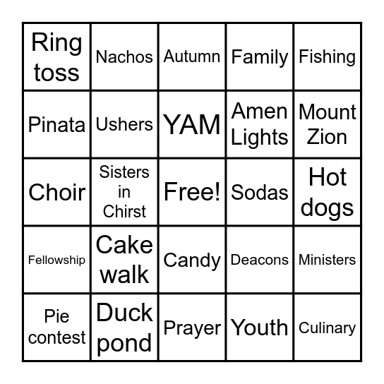 Fall Festival Bingo Card