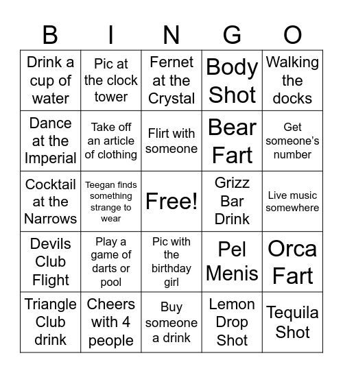 Alexis’s Birthday Party Bingo Card