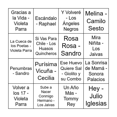 BINGO MÚSICAL Bingo Card