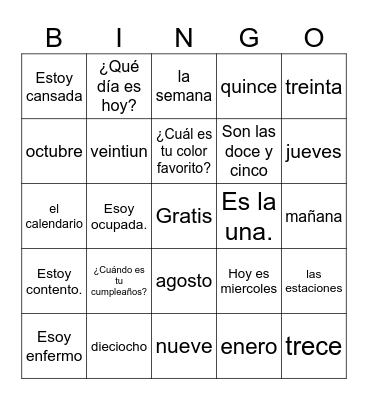 Dimitrova Unit 1 Review Bingo Card