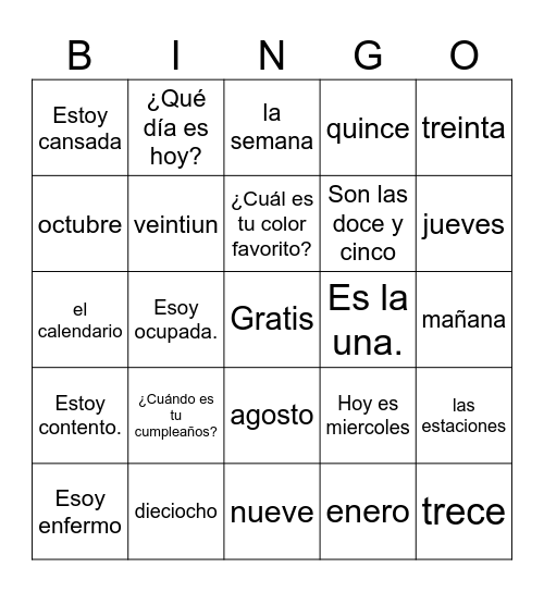 Dimitrova Unit 1 Review Bingo Card