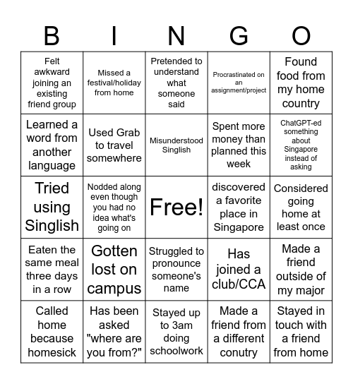 BINGO Card
