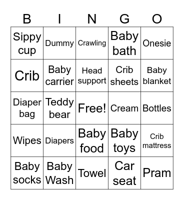 Baby Shower Bingo Card