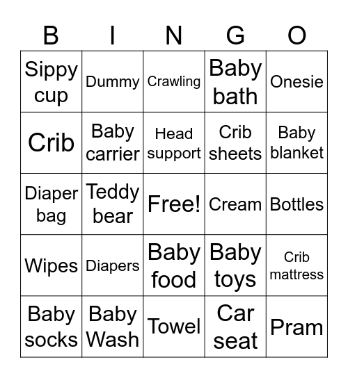 Baby Shower Bingo Card