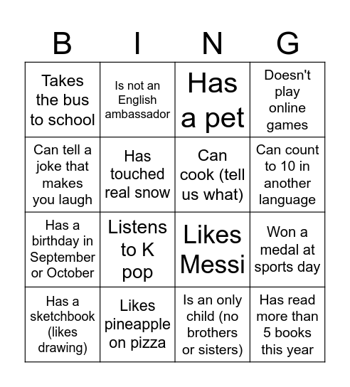 Find Someone Who... Bingo Card
