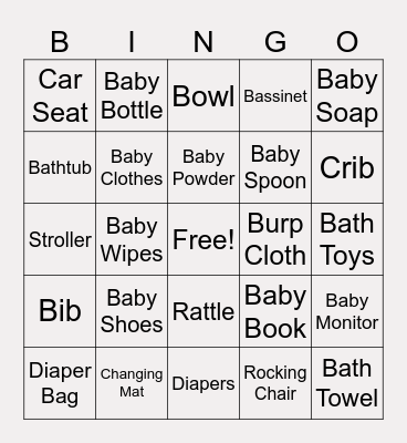 Baby Bingo Card