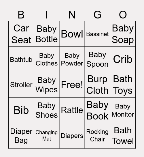 Baby Bingo Card