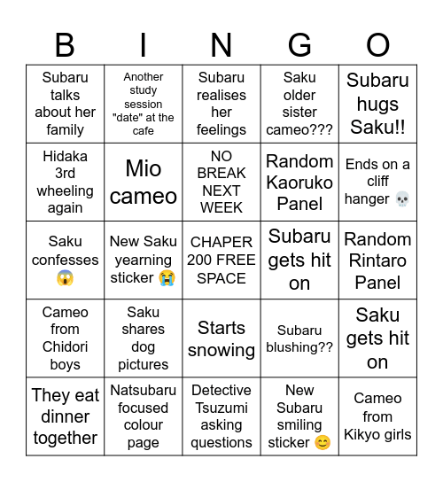 NATSUBARU CHAPTER 200 BINGO Card