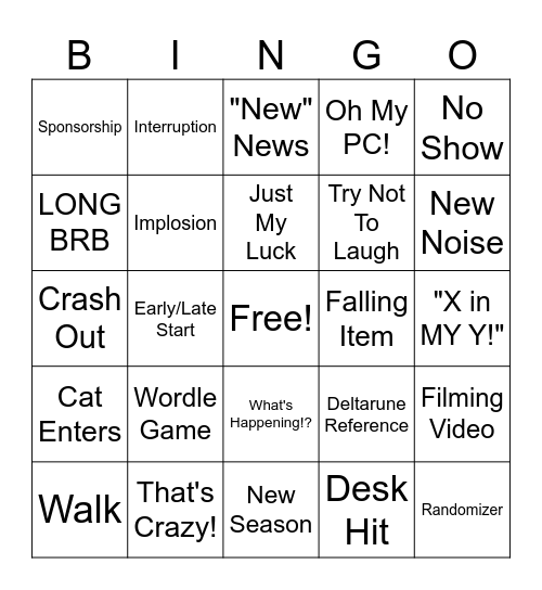 Stream Bingo Board - September Bingo Card