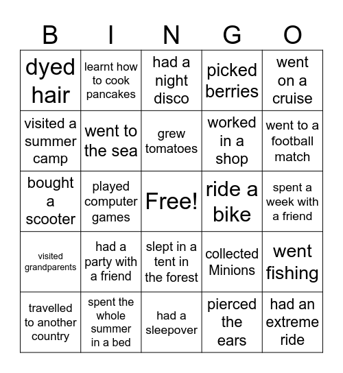 BACK TO SCHOOL Bingo Card