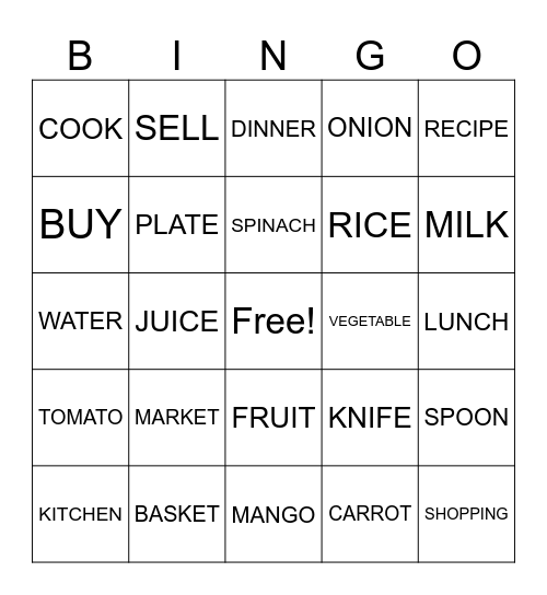 level 2 Bingo Card