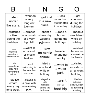 Find someone who… Bingo Card