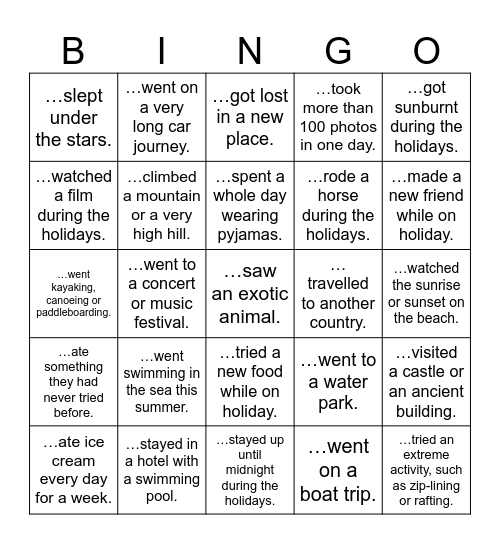 Find someone who… Bingo Card