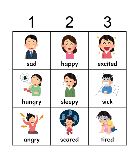 Feelings Bingo Card