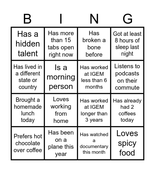 R U OK? Day Bingo Card