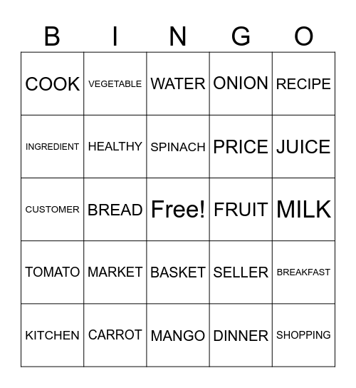 level 2 Bingo Card